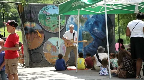 Singing  at Central Park Stock Footage 48765413
