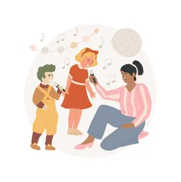 Singing with children isolated cartoon vector illustration Stock Illustration