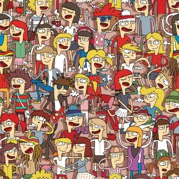 Singing children seamless pattern Stock Illustration