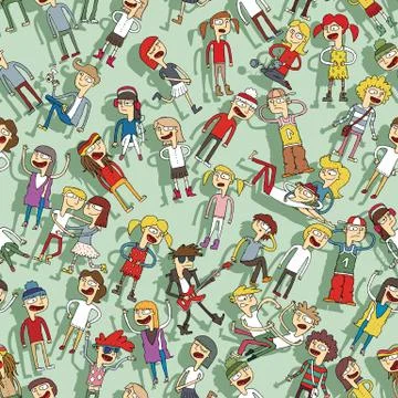 Singing children seamless pattern Stock Illustration