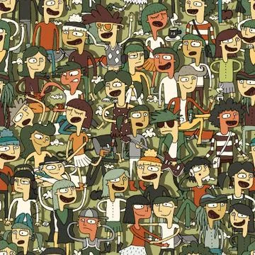 Singing children seamless pattern Stock Illustration