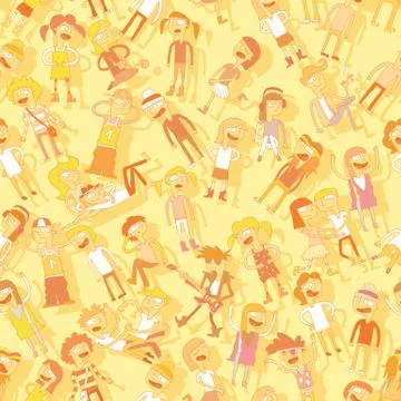 Singing children seamless pattern Stock Illustration