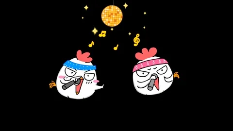 Singing Egg on Stage Animation - Transparent Background. Stock Footage 282772947