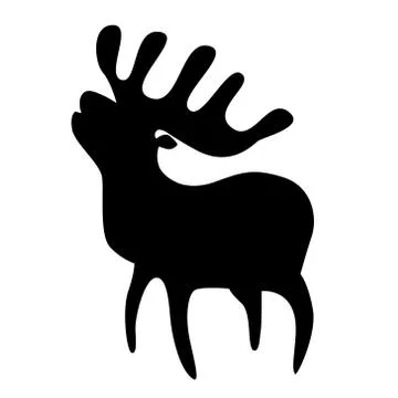 Singing forest elk, simple black and white logo. Stock Illustration
