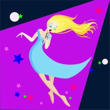 Singing girl. Pop singer Vector illustration flat cartoon illustration isolated Stock Illustration