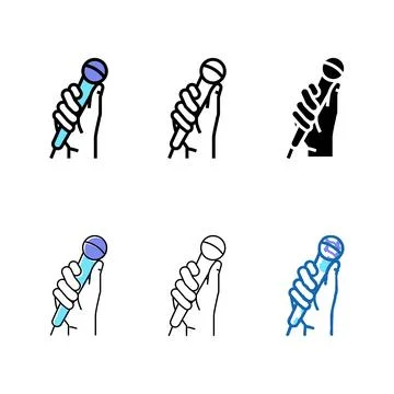 Singing karaoke color icon vector stylized Stock Illustration