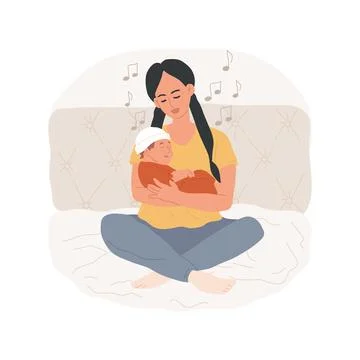 Singing a lullaby isolated cartoon vector illustration. Stock Illustration