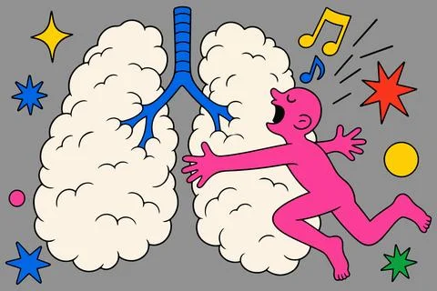 Singing Lungs Illustration Stock Illustration