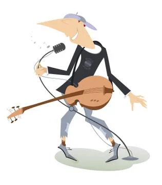 Singing man with guitar Stock Illustration