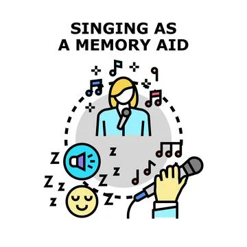 Singing as a memory aid improving recall and learning Stock Illustration
