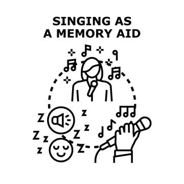 Singing as a memory aid improving recall and learning Stock Illustration