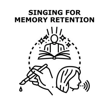 Singing for memory retention improving mind functions concept Stock Illustration