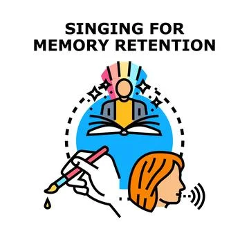 Singing for memory retention improving mind functions concept Stock Illustration