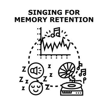 Singing for memory study and memory retention Stock Illustration