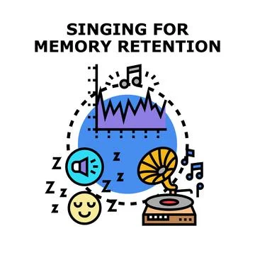 Singing for memory study and memory retention Stock Illustration