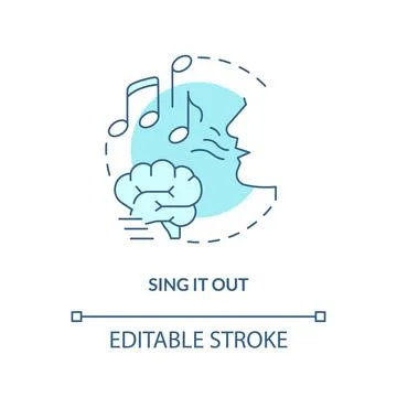 Singing out to memorize concept turquoise icon Stock Illustration
