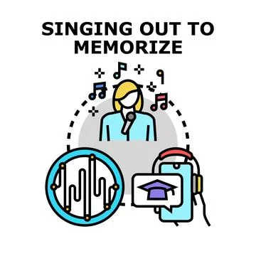 Singing out memorizing information concept vector style Stock Illustration