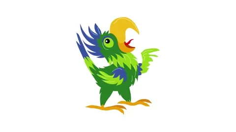Singing parrot icon animation Video stock 152564032
