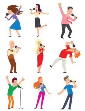 Singing people vector set Illustrazione stock