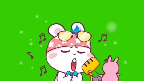 Singing Rabbit Animation - Green Screen Stock Footage 282779429