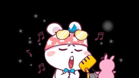 Singing Rabbit Animation - Transparent Background Stock Footage 282779424