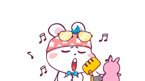 Singing Rabbit Animation - White Background Stock Footage 282779426