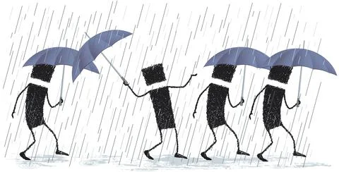 Singing in the rain Stock Illustration
