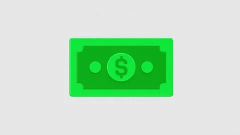 Single 3D Animated Banknote Icon, Alpha Channel Stock Footage 313165625