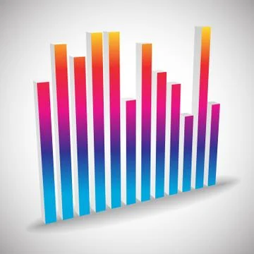 Single 3d Eq, equalizer element isolated on white background. Vertical bars f Stock Illustration