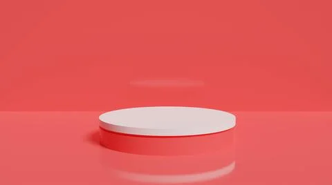 Single 3D Podium red theme for product presentation advertising realistic Stock Illustration