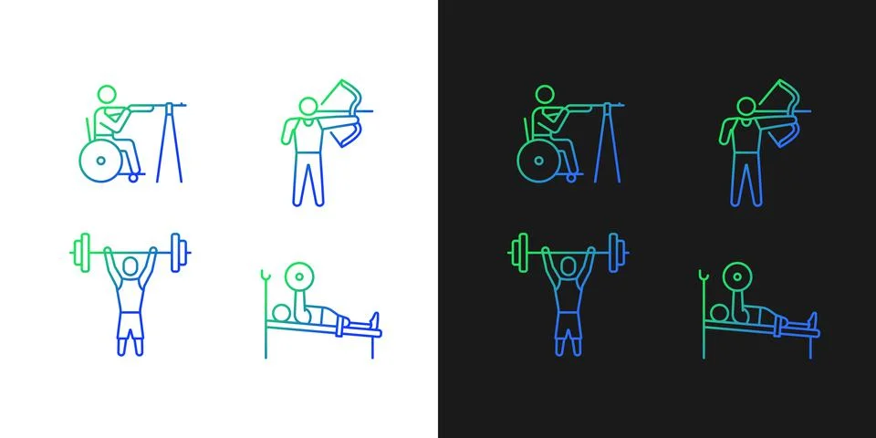 Single adaptive contests gradient icons set for dark and light mode Stock Illustration
