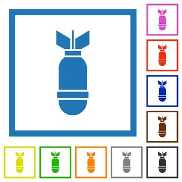 Single air bomb flat framed icons Stock Illustration