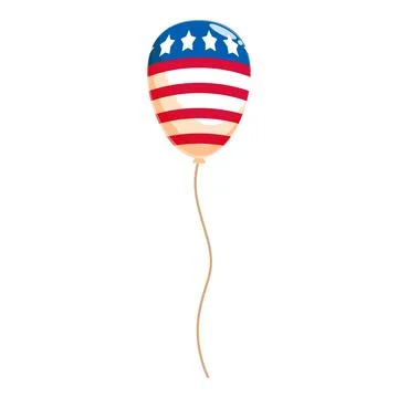 Single american flag balloon floating with wavy string イラスト素材