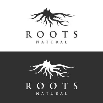 Single and fibrous tree root natural abstract logo creative template design. Stock Illustration