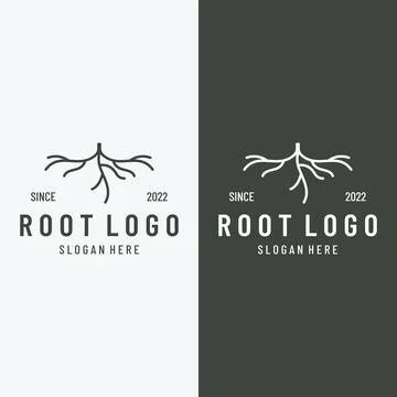 Single and fibrous tree root natural abstract logo creative template design. Stock Illustration