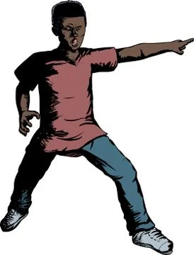 Single Angry Youth Pointing Stock Illustration