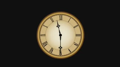 Single antique clock 4K on black final Видео 65499270