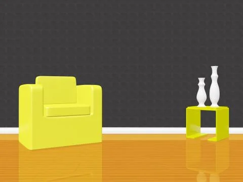 Single arm chair sofa in empty room Stock Illustration