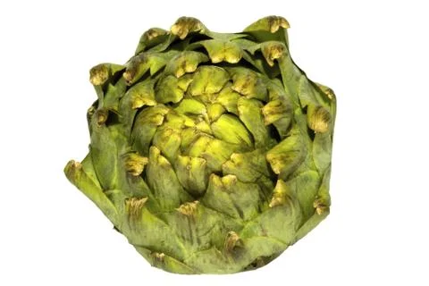 Single artichoke from above Stock Photos