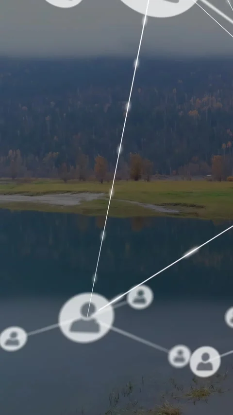 Single avatar appearing top-right animated tech network forming nodes, lines Stock Footage 330542695