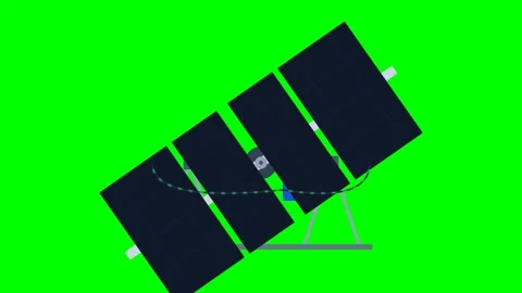 Single Axis Horizontal Solar Tracker Mechanical Schematic with Slewing Driv.. Stock Footage 347696493