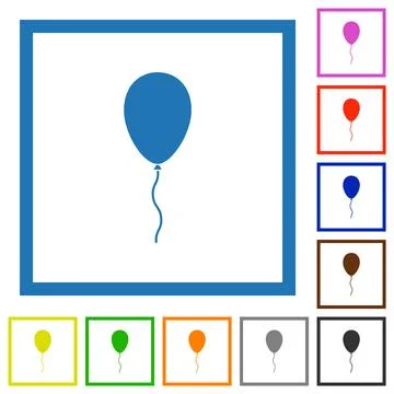 Single balloon flat framed icons Stock Illustration