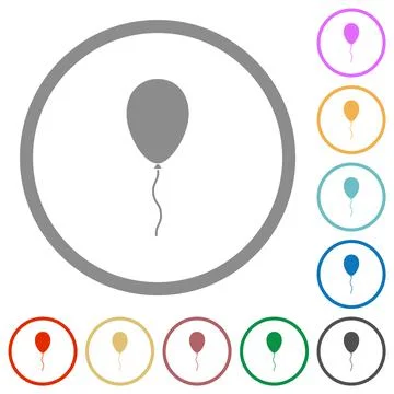 Single balloon flat icons with outlines Stock Illustration