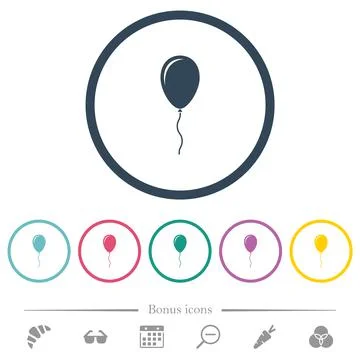 Single balloon with gloss flat color icons in round outlines イラスト素材