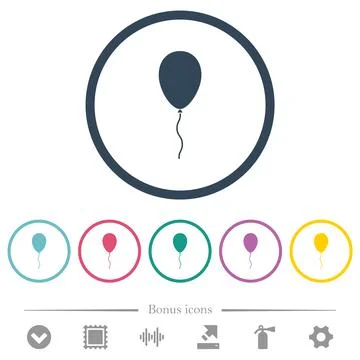 Single balloon with gloss flat color icons in round outlines イラスト素材