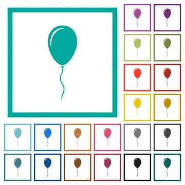 Single balloon with gloss flat color icons with quadrant frames イラスト素材