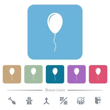Single balloon with gloss flat icons on color rounded square backgrounds イラスト素材