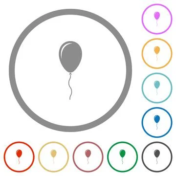 Single balloon with gloss flat icons with outlines Stock Illustration
