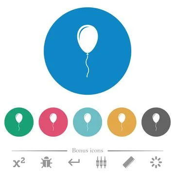 Single balloon with gloss flat round icons Stock Illustration