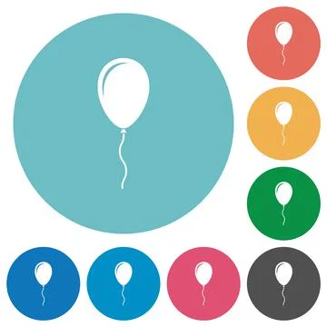 Single balloon with gloss flat round icons Stock Illustration